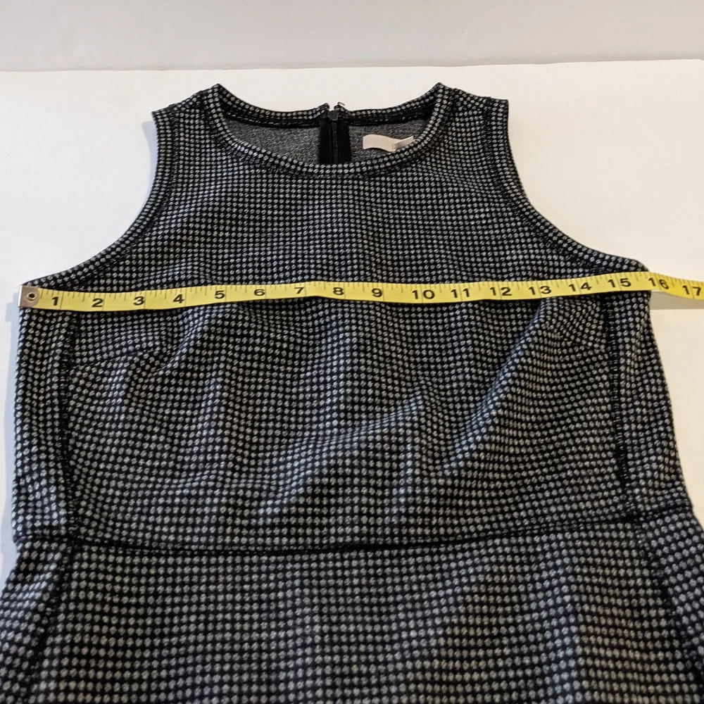 Loft Sheath Dress Black Ponte Knit Patterned Sleeveless - Picture 13 of 17